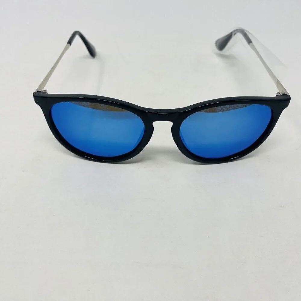 Xuhal Unisex Round‎ Sunglasses for Women & Men Retro 80s Frame in Black/Blue
